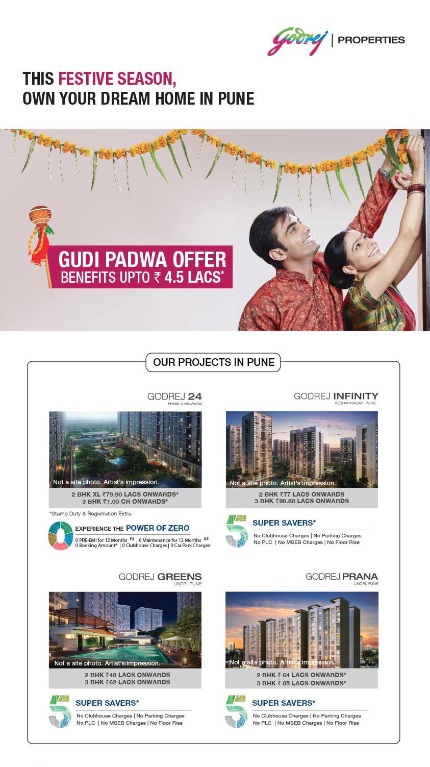Gudi Padwa Offer with benefits up to Rs. 4.5 lacs at Godrej properties in Pune